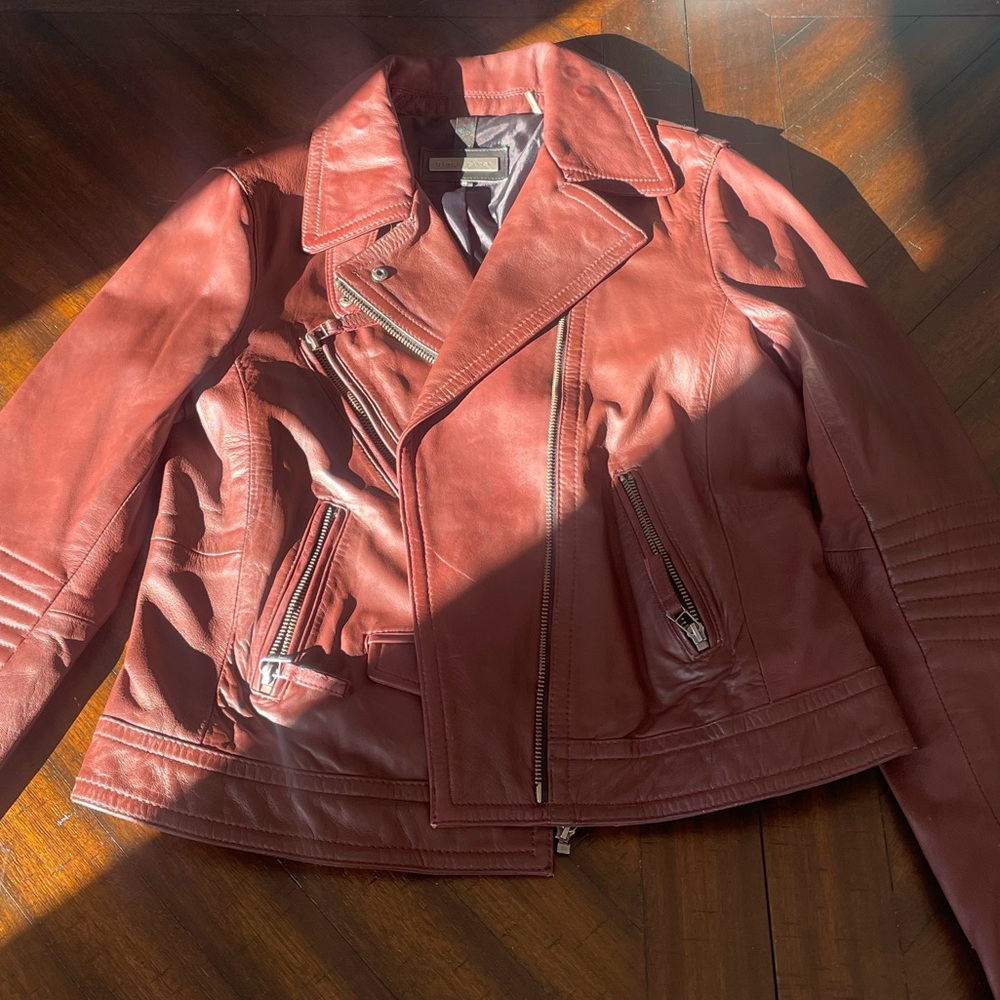 Black rivet oxblood leather women’s jacket